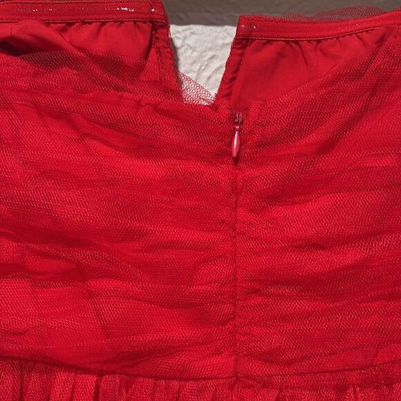 Lulus Queen Behavior Strapless Ruched Red Tulle Maxi Dress Size Small NWT - Picture 4 of 8